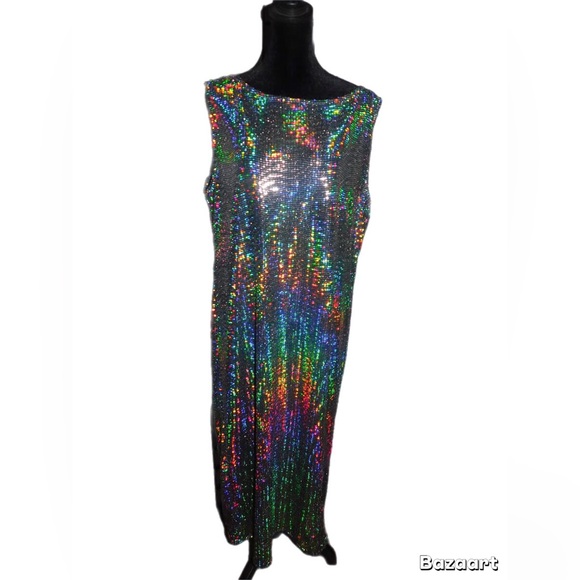 Elegant Multicolor Sequin Maxi Dress - Picture 4 of 5